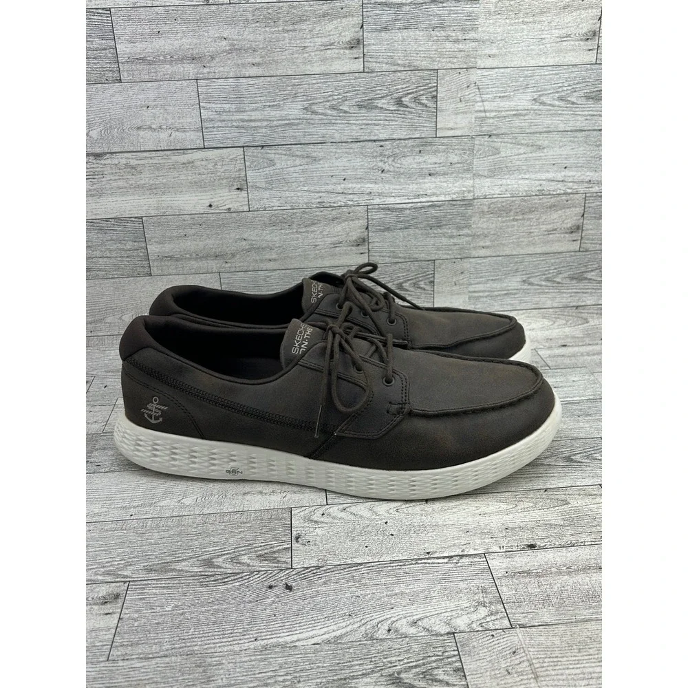 Skechers On-The-Go Men 12 Chocolate Brown Boat Shoes Loafers 53801 Goga Max